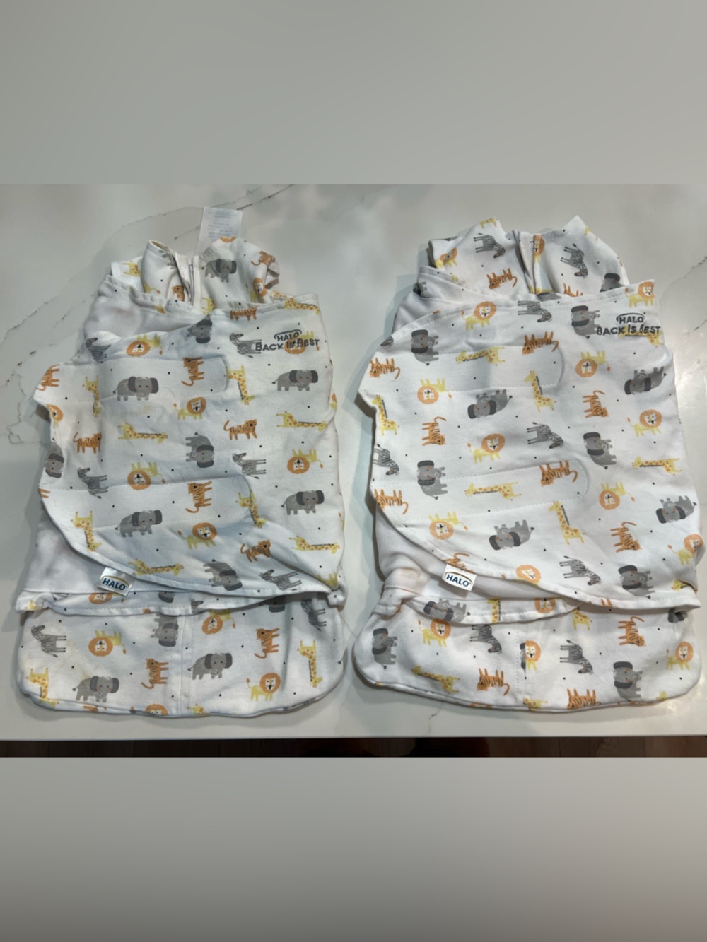 HALO White Safari Sleep Sack Swaddle for Kids - 2 Pack